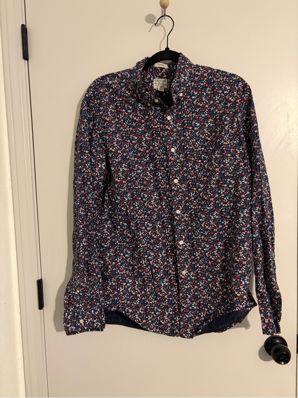 J. Crew Navy Floral Pattern Button-Down Shirt